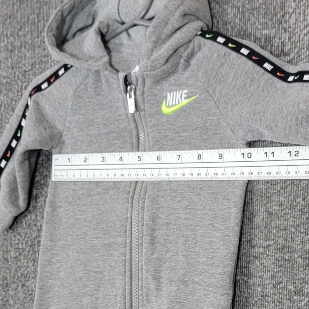 Nike Baby One Piece Coverall Boys 6M Gray Romper Full Zip Infant Hooded Jumpsuit